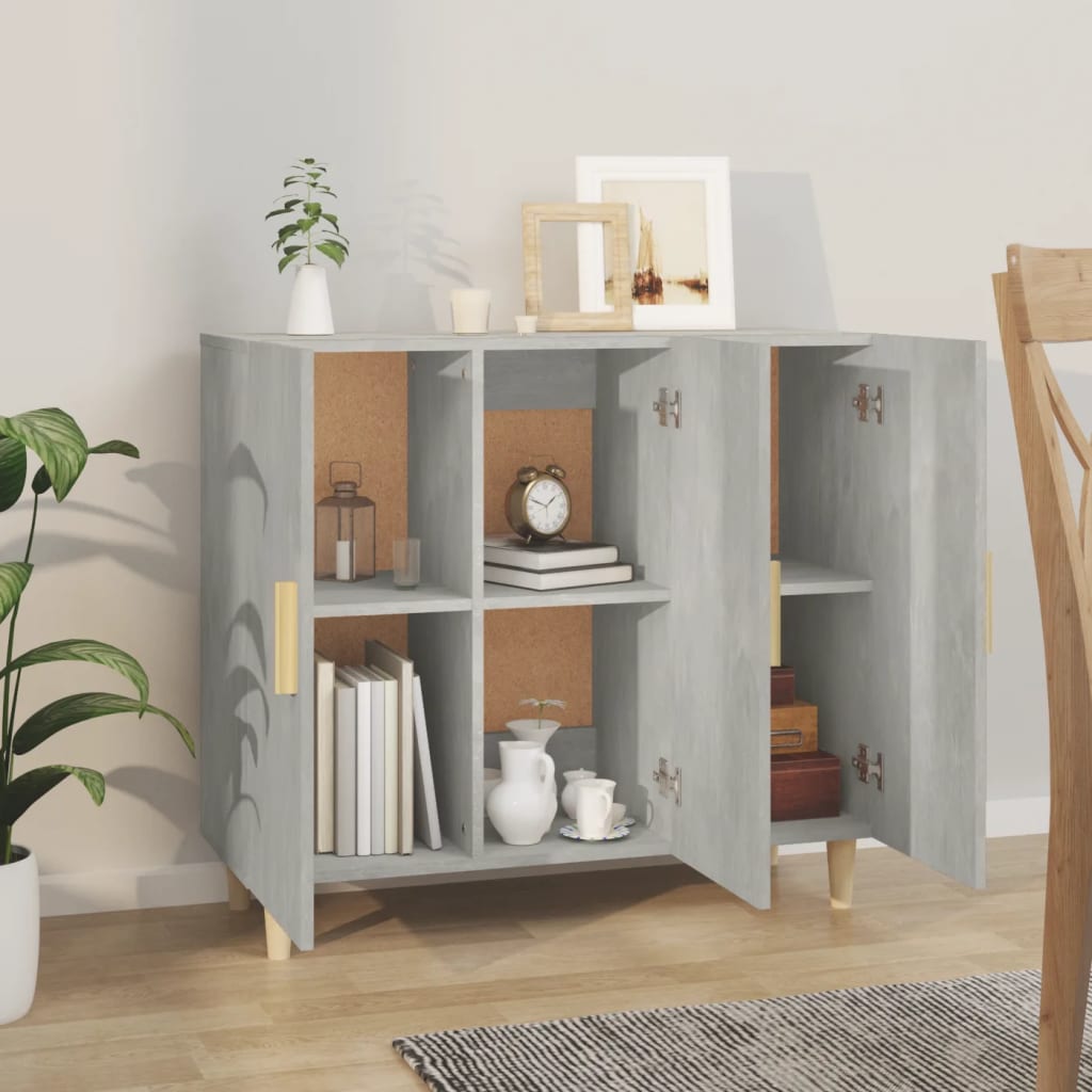 Kommode Betonggrå 90x34x80 cm