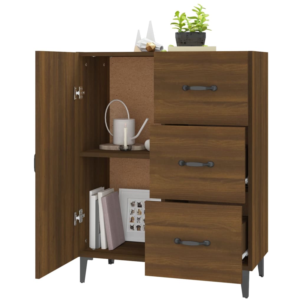 Skjenk brun eik 69,5x34x90 cm konstruert tre