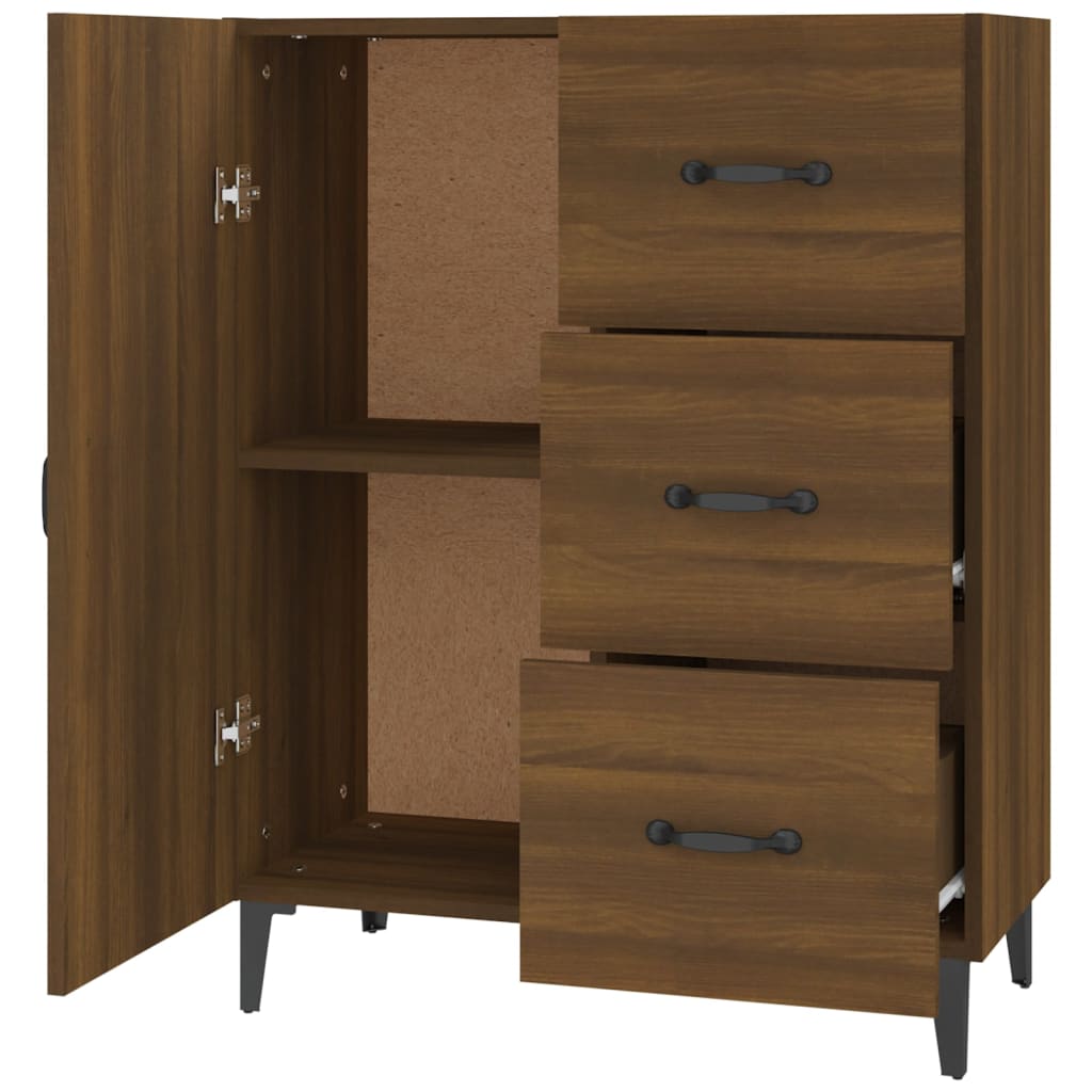 Skjenk brun eik 69,5x34x90 cm konstruert tre