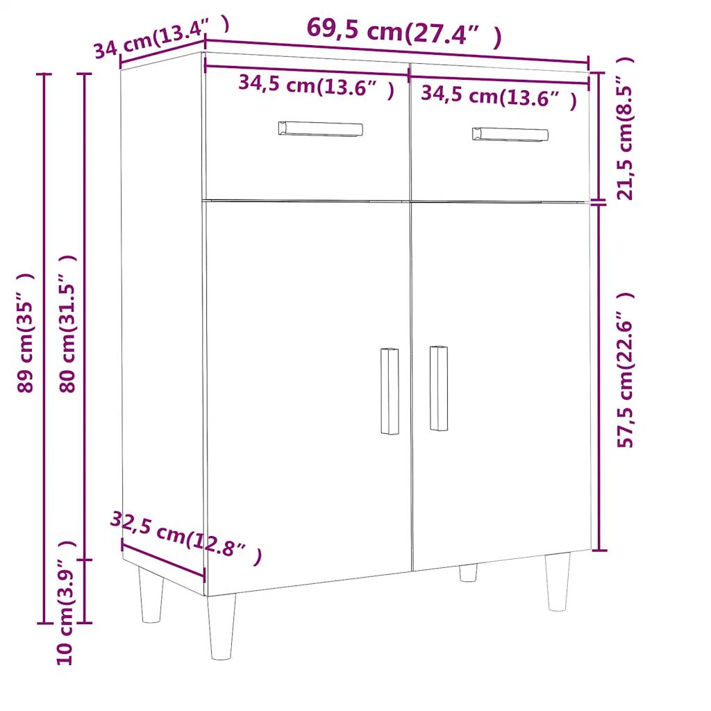 Skjenk Røkt Eik 69,5x34x89 cm