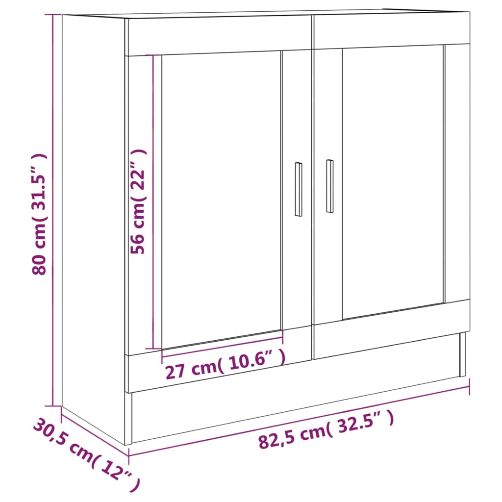 Vitrineskap Sonoma Grå 82,5x30,5x80 cm