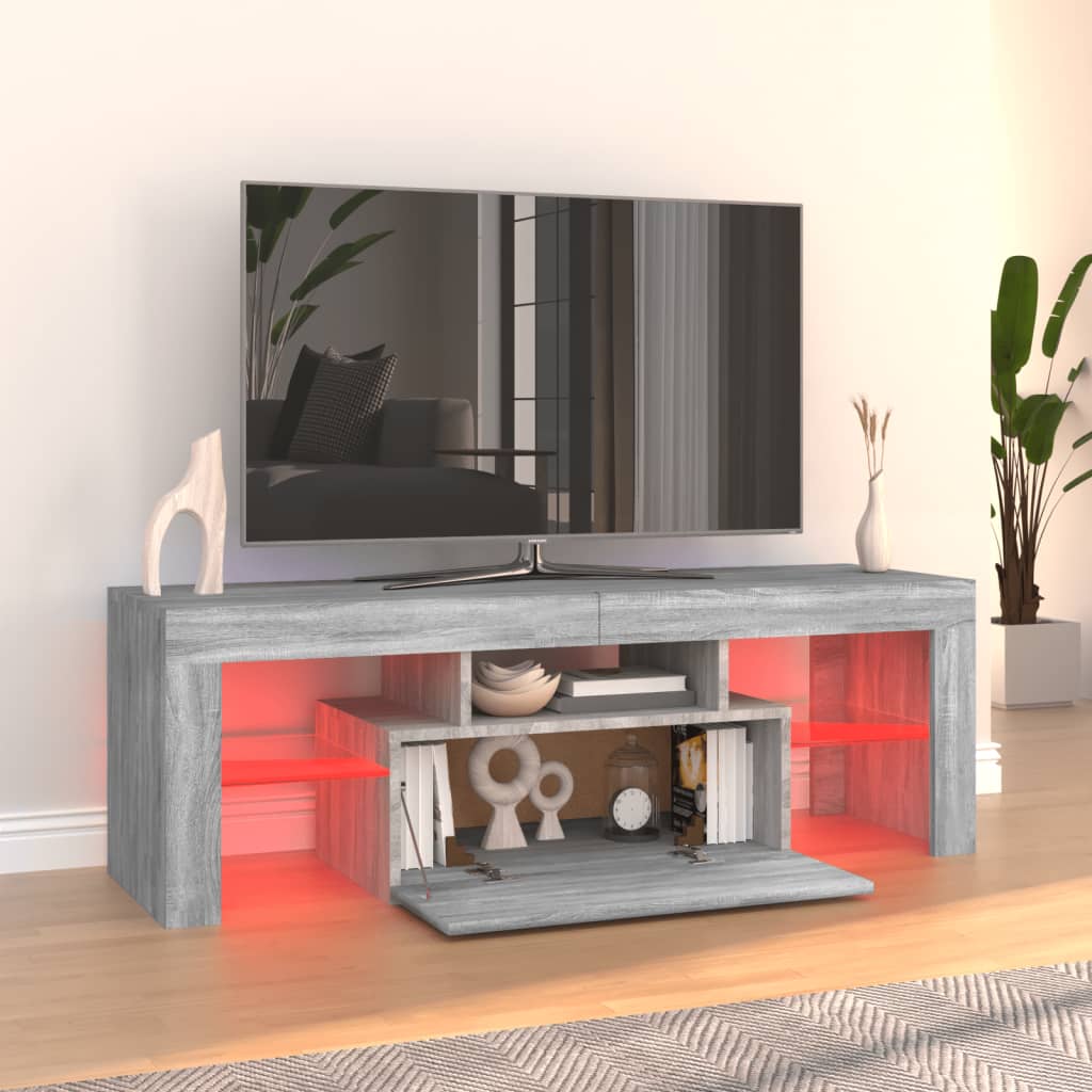 TV-Møbel Sonoma Grå TV-benk med LED-lys 120x35x40 cm