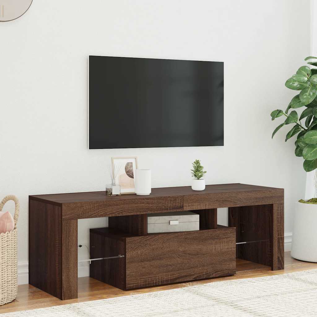 TV-Møbel Brun Eik TV-benk med LED-lys 120x35x40 cm