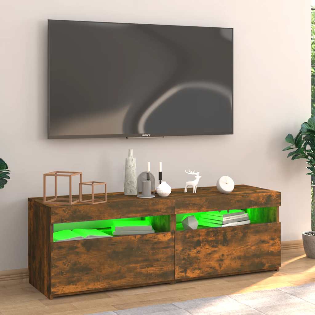 TV-Møbel Røkt Eik TV-benk med LED-lys 120x35x40 cm
