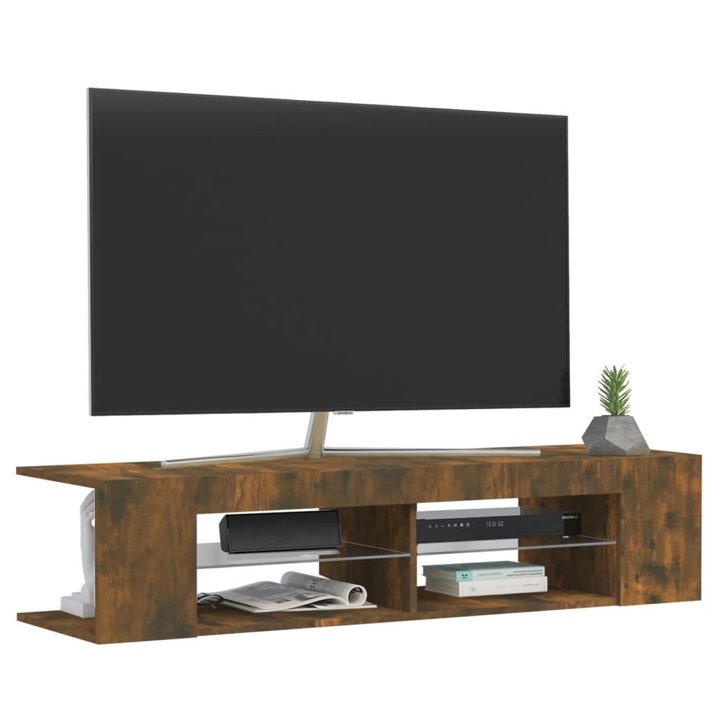 TV-Møbel Røkt EikTV-benk med LED-lys 135x39x30 cm