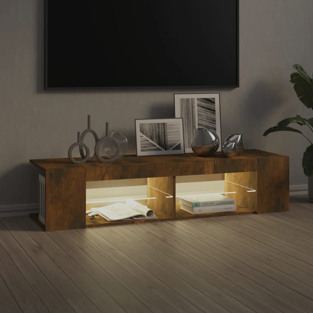 TV-Møbel Røkt EikTV-benk med LED-lys 135x39x30 cm