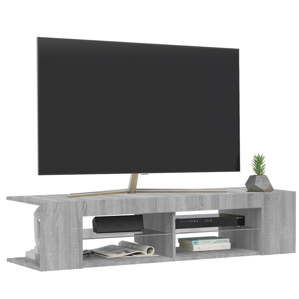TV-Møbel Sonoma Grå TV-benk med LED-lys 135x39x30 cm