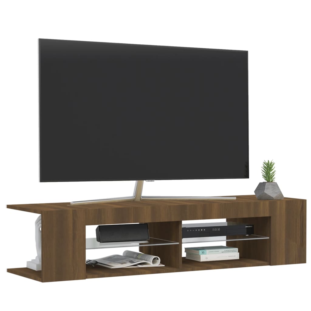 TV-Møbel Brun Eik TV-benk med LED-lys 135x39x30 cm