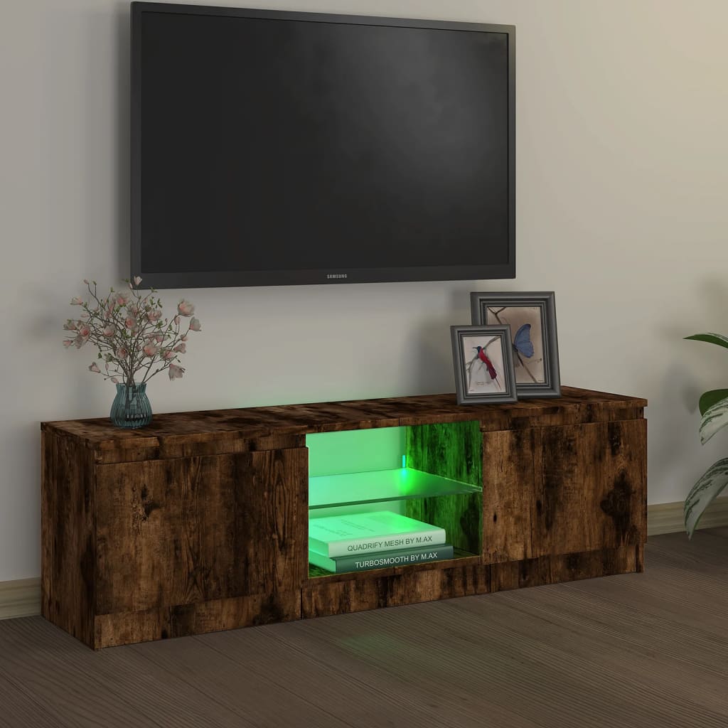 TV-Møbel Røkt EikTV-benk med LED-lys 120x30x35,5 cm