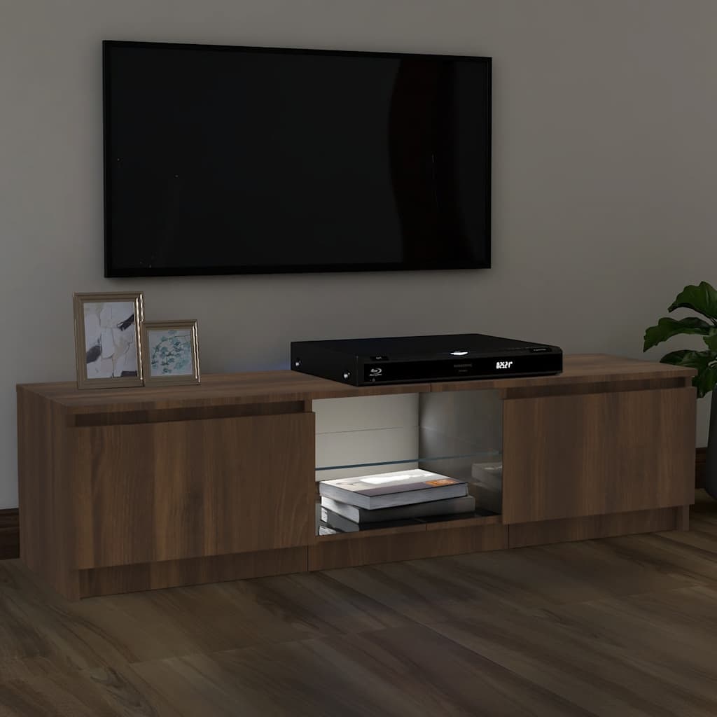 TV-Møbel Brun Eik TV-benk med LED-lys 120x30x35,5 cm