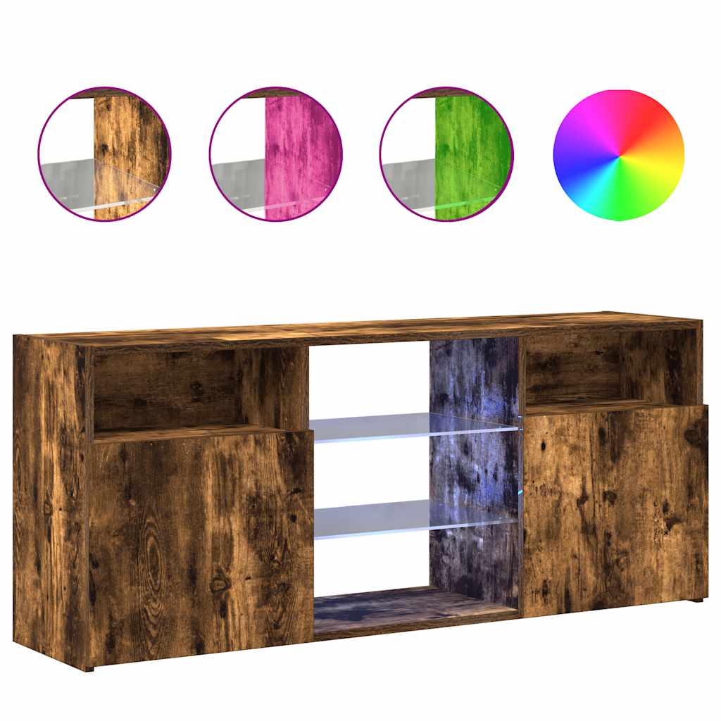 TV-Møbel Røkt EikTV-benk med LED-lys 120x30x50 cm