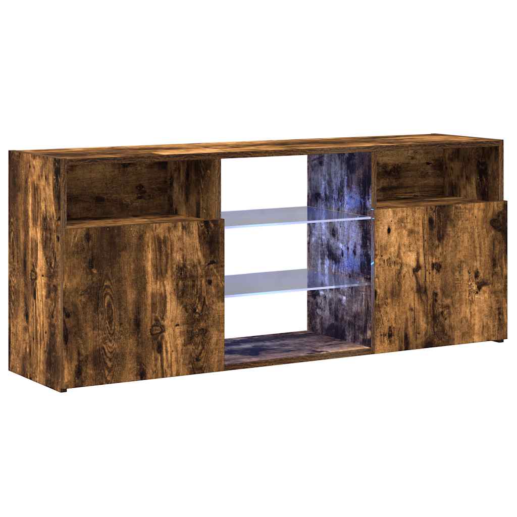 TV-Møbel Røkt EikTV-benk med LED-lys 120x30x50 cm
