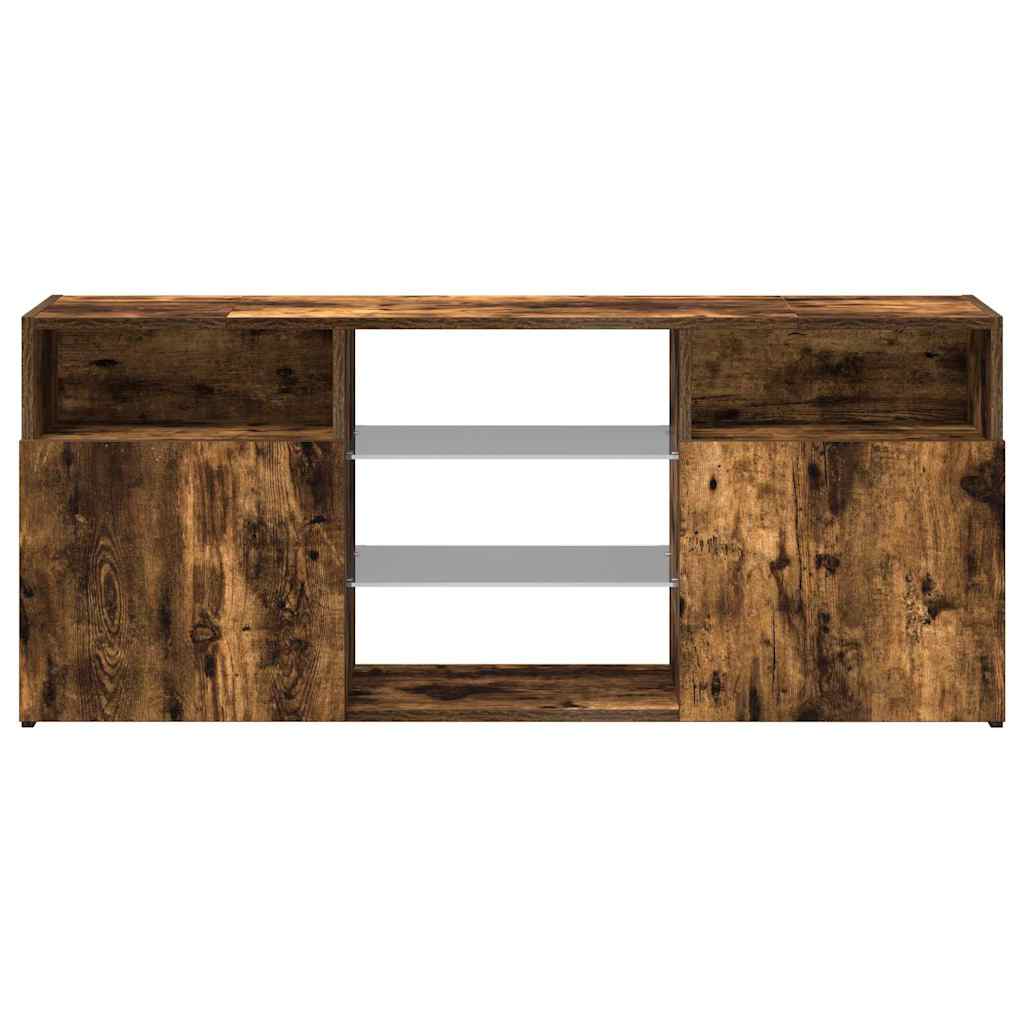 TV-Møbel Røkt EikTV-benk med LED-lys 120x30x50 cm