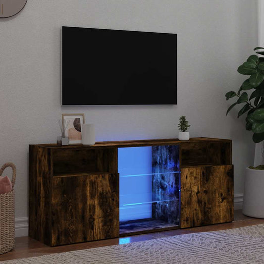 TV-Møbel Røkt EikTV-benk med LED-lys 120x30x50 cm