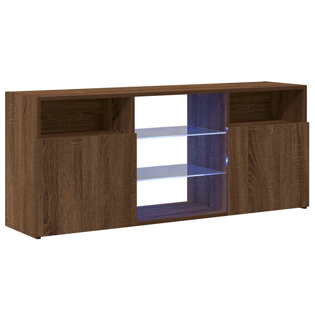 TV-Møbel Brun Eik TV-benk med LED-lys 120x30x50 cm