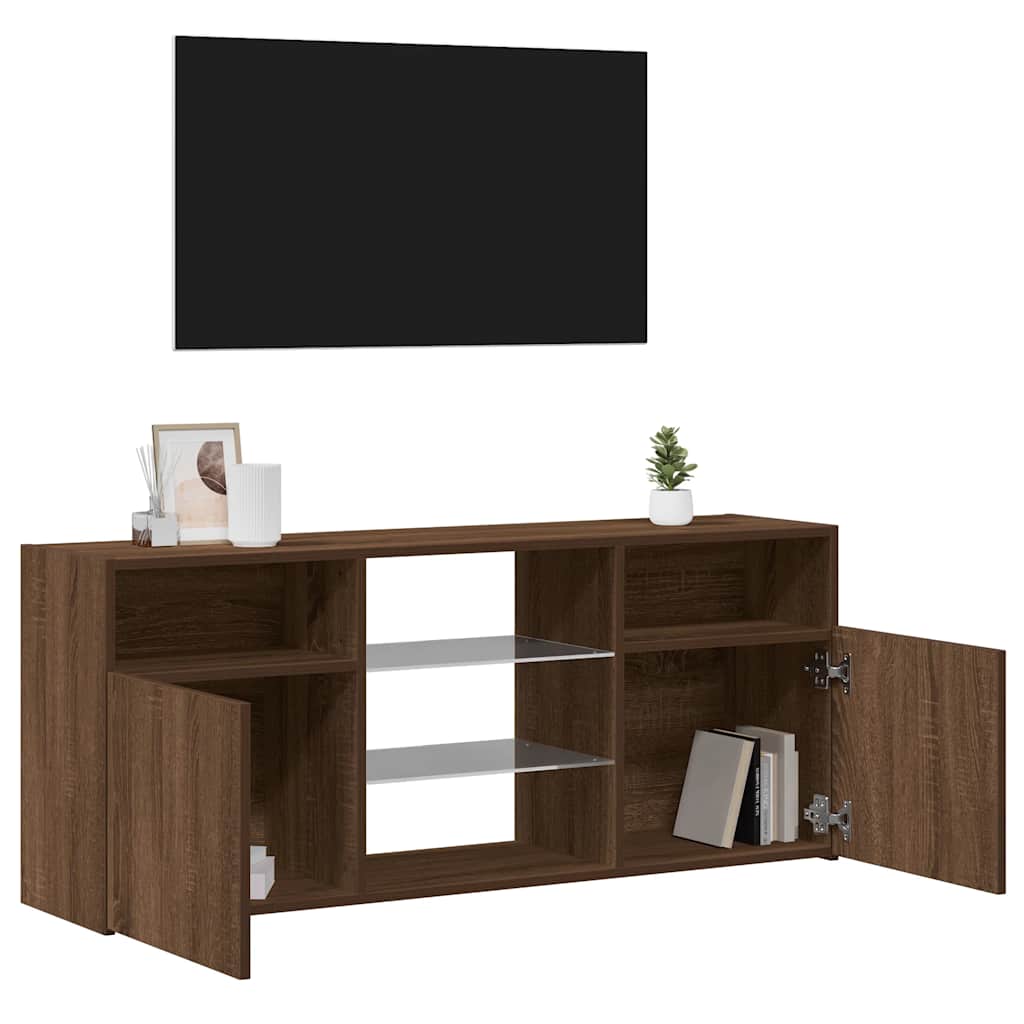 TV-Møbel Brun Eik TV-benk med LED-lys 120x30x50 cm