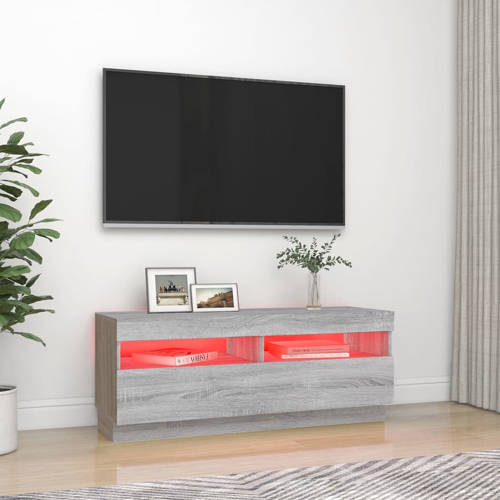 TV-Møbel Sonoma Grå TV-benk med LED-lys 100x35x40 cm