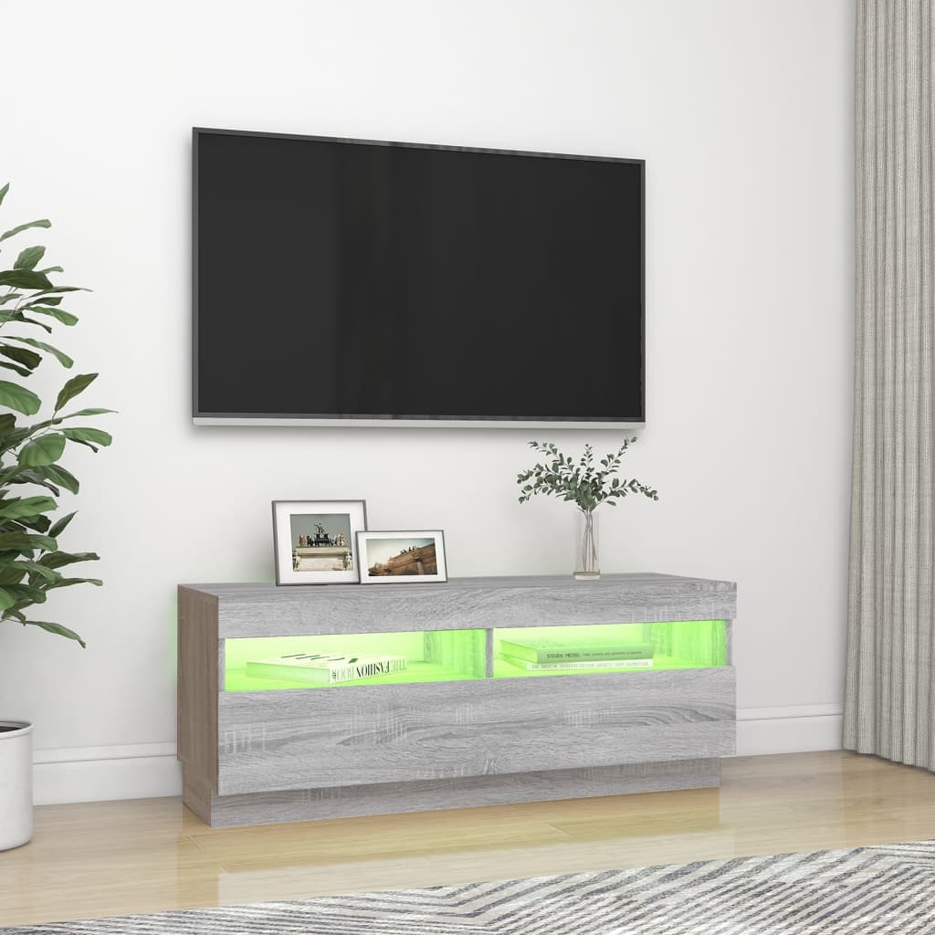 TV-Møbel Sonoma Grå TV-benk med LED-lys 100x35x40 cm