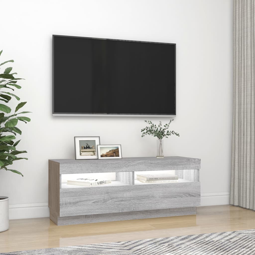 TV-Møbel Sonoma Grå TV-benk med LED-lys 100x35x40 cm