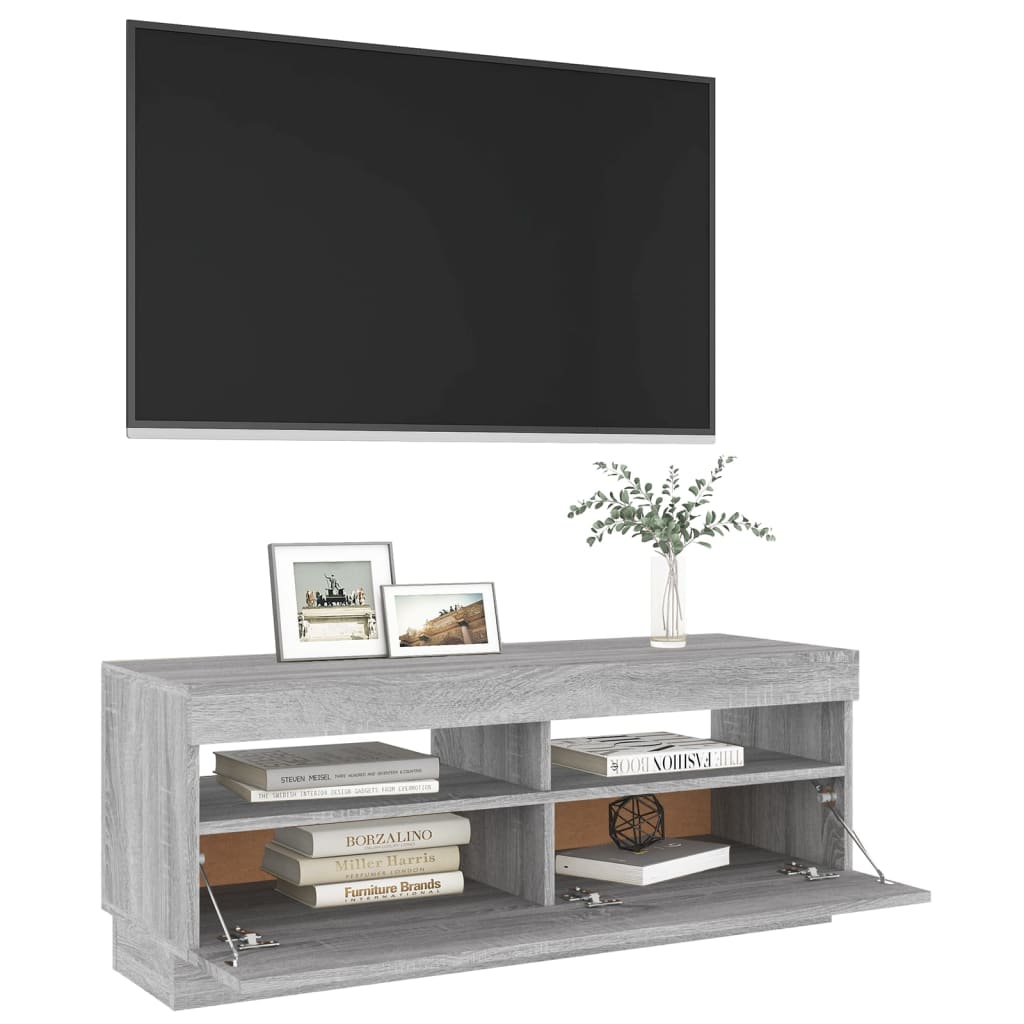 TV-Møbel Sonoma Grå TV-benk med LED-lys 100x35x40 cm