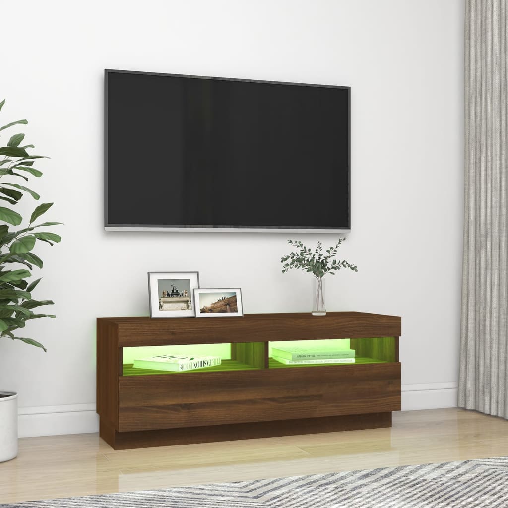 TV-Møbel Brun Eik TV-benk med LED-lys 100x35x40 cm