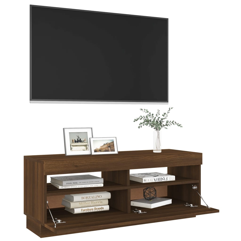 TV-Møbel Brun Eik TV-benk med LED-lys 100x35x40 cm