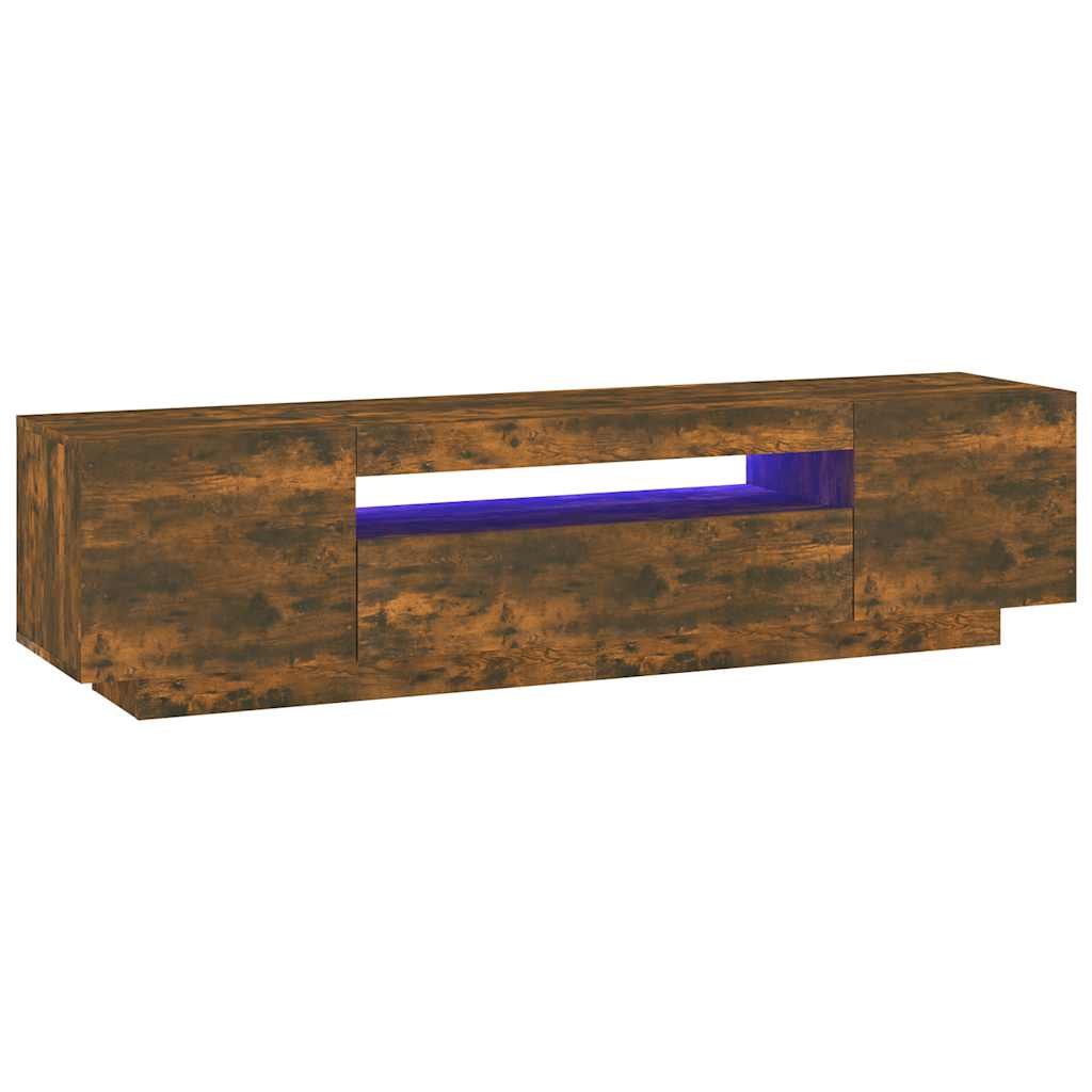 TV-Møbel Røkt EikTV-benk med LED-lys 160x35x40 cm