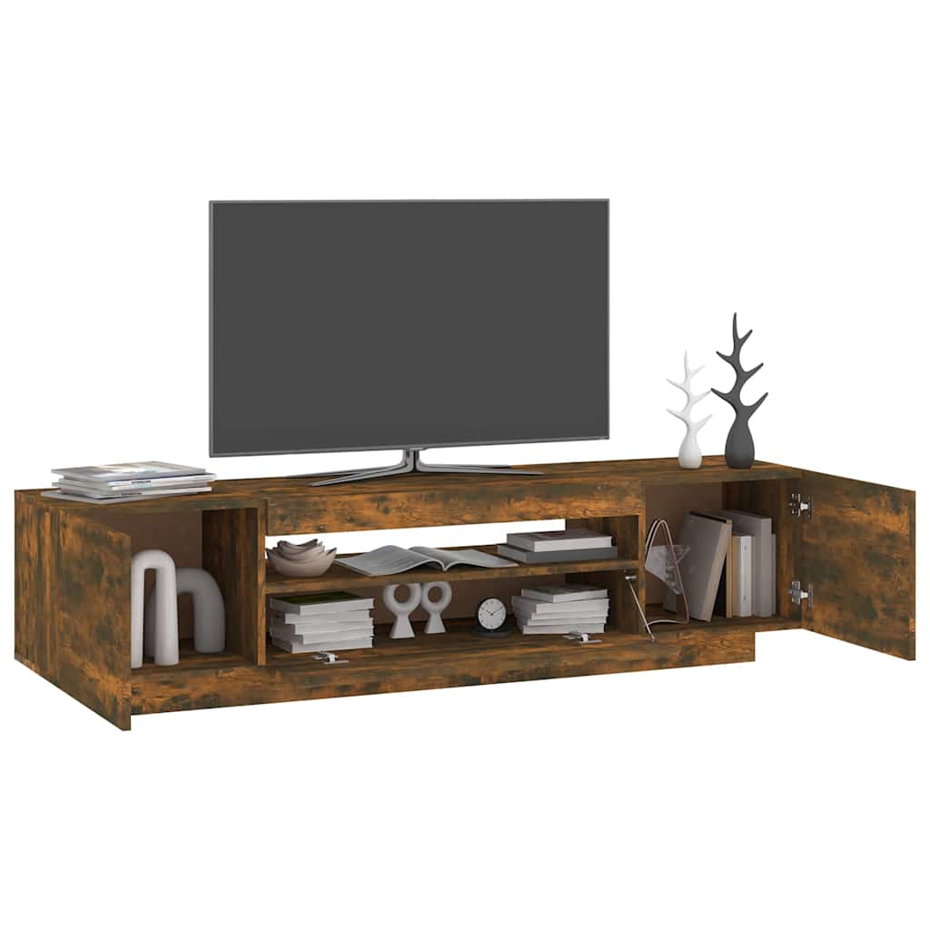 TV-Møbel Røkt EikTV-benk med LED-lys 160x35x40 cm
