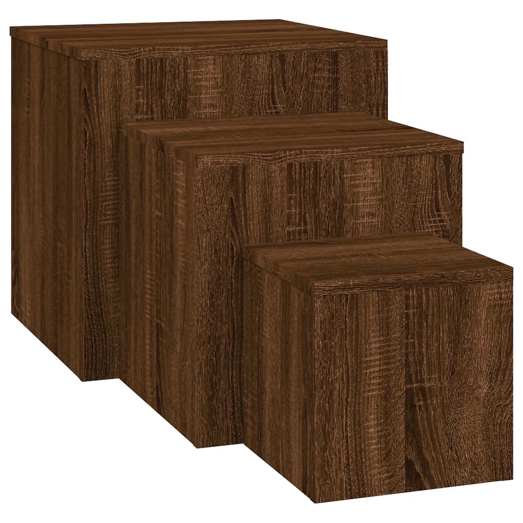 Sidebord Brun Eik 3 stk