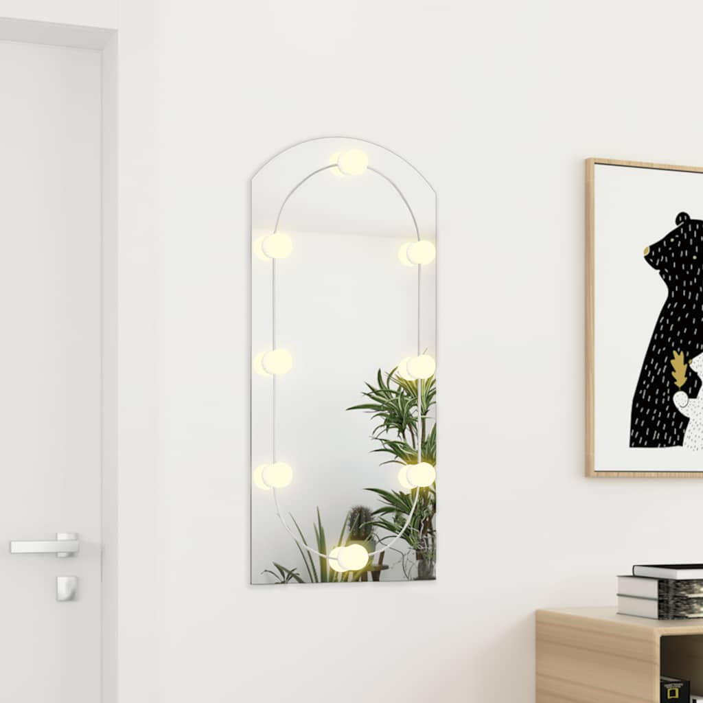Veggspeil med LED-lys 90x45 cm glass oval