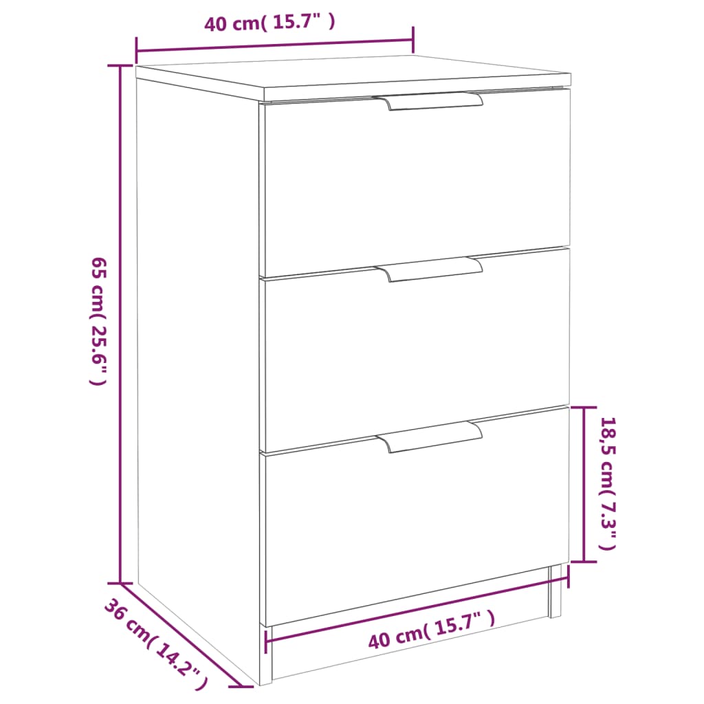 Nattbord Sengbord Svart 40x36x65 cm