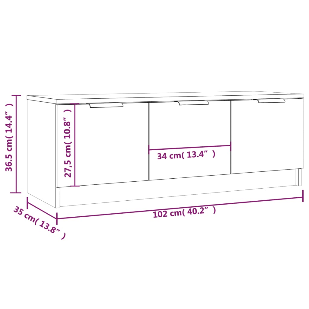 TV-Møbel Betonggrå TV-benk 102x35x36,5 cm