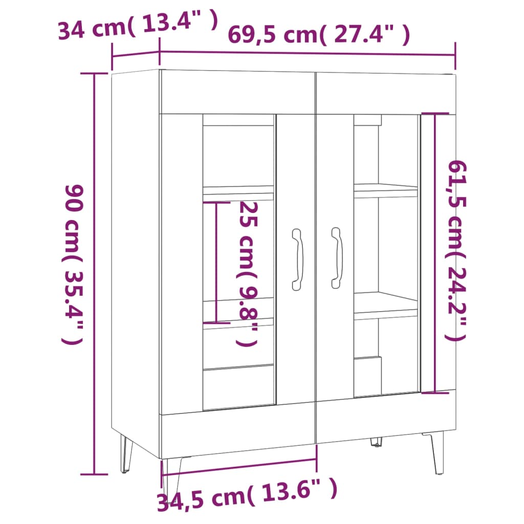 Skjenk Sonoma Eik 69,5x34x90 cm
