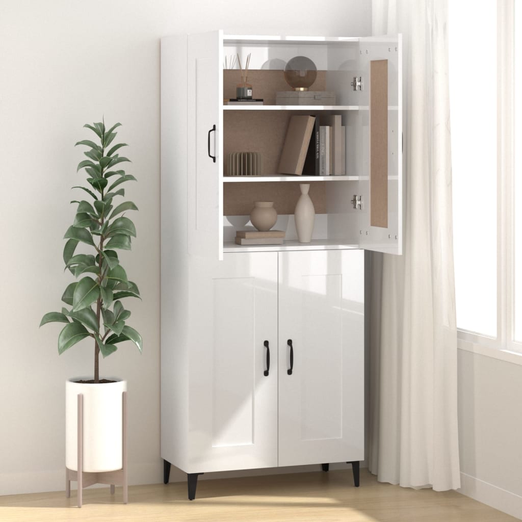 Skjenk Høyglans Hvit 69,5x34x90 cm