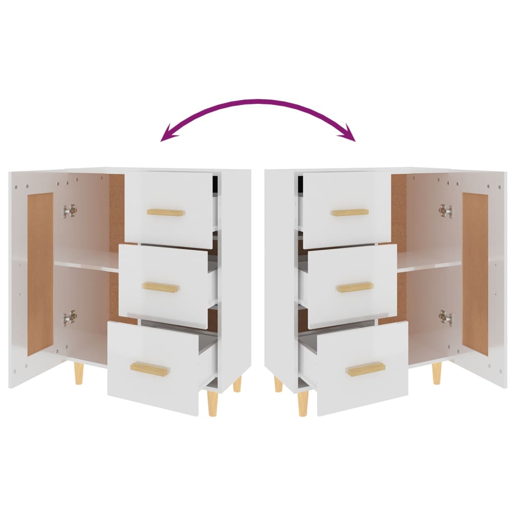 Skjenk Høyglans Hvit 69,5x34x90 cm