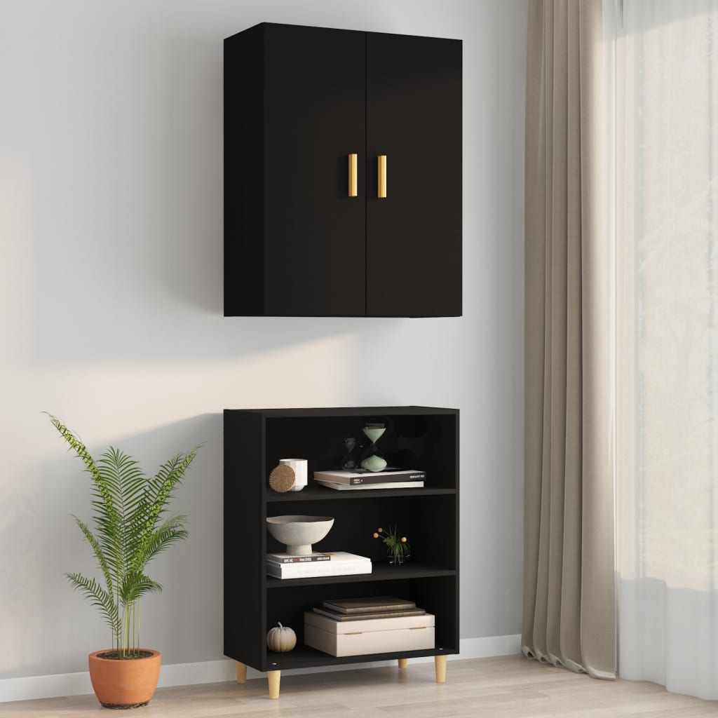 Vegghylle Svart 69,5x34x90 cm