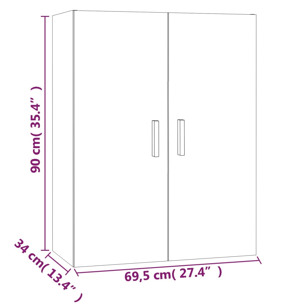 Vegghylle Svart 69,5x34x90 cm