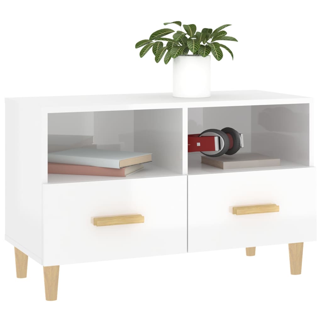 TV-Møbel Høyglans Hvit Tv-benk 80x36x50 cm
