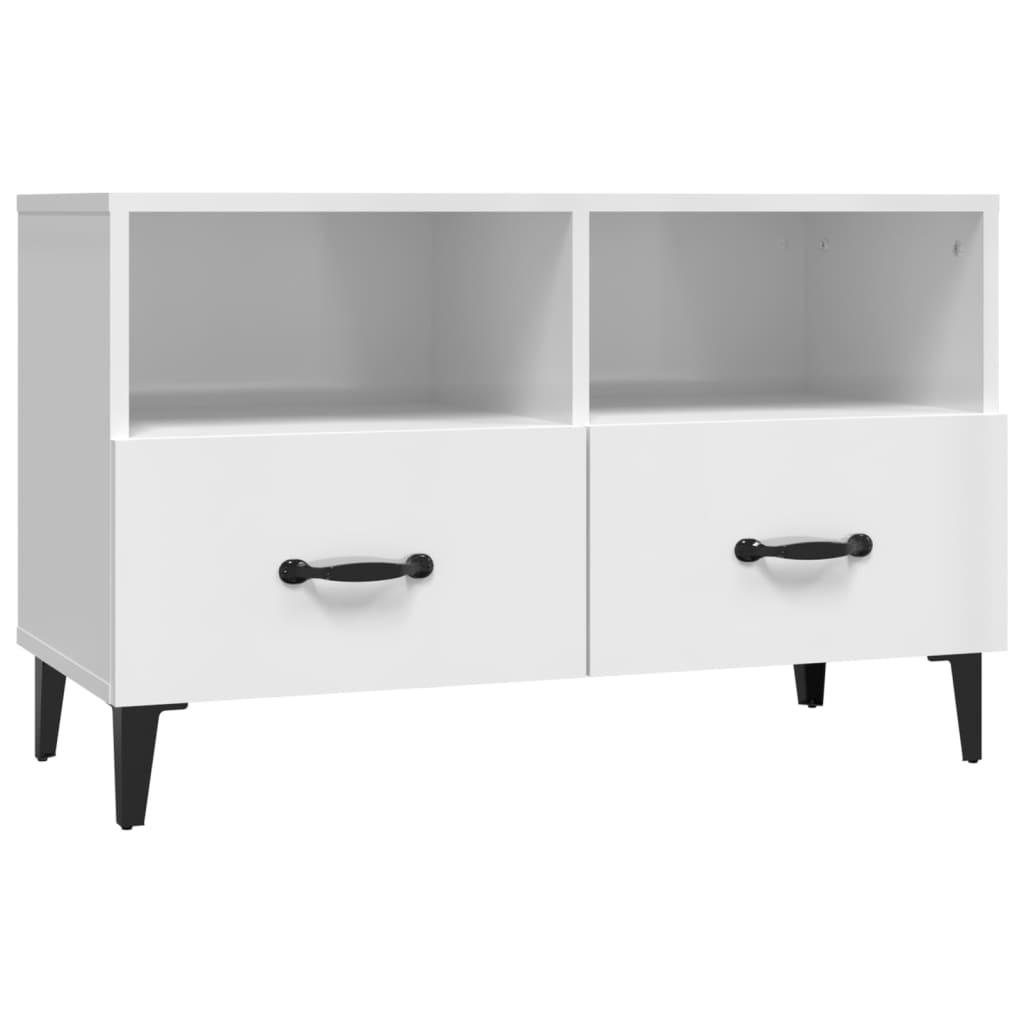 TV-Møbel Høyglans Hvit TV-benk 80x36x50 cm
