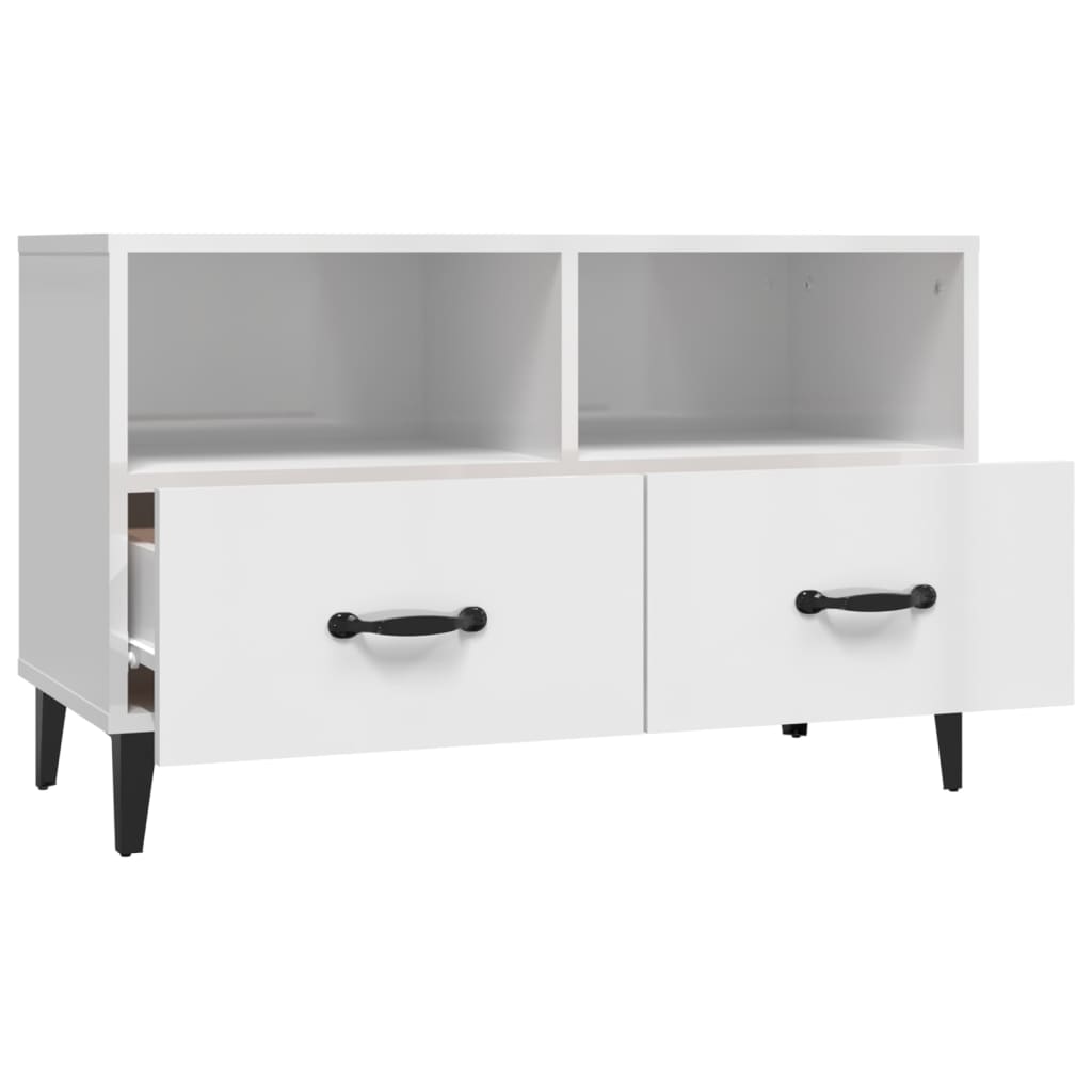 TV-Møbel Høyglans Hvit TV-benk 80x36x50 cm
