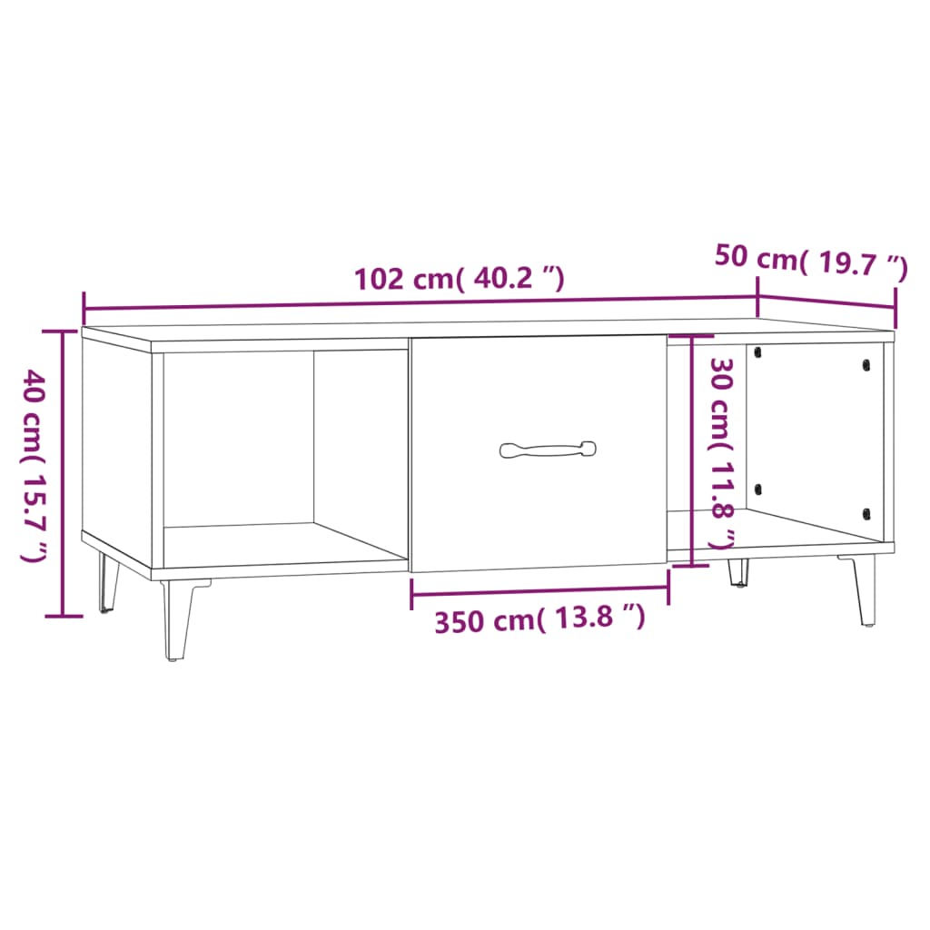 Salongbord Sofabord Sonoma Eik 102x50x40 cm