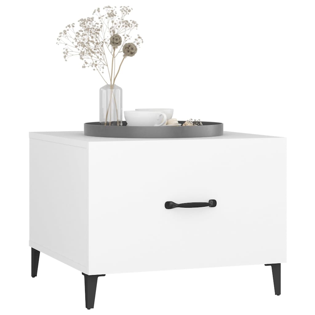 Sidebord Hvit med metallben 2 stk 50x50x40 cm