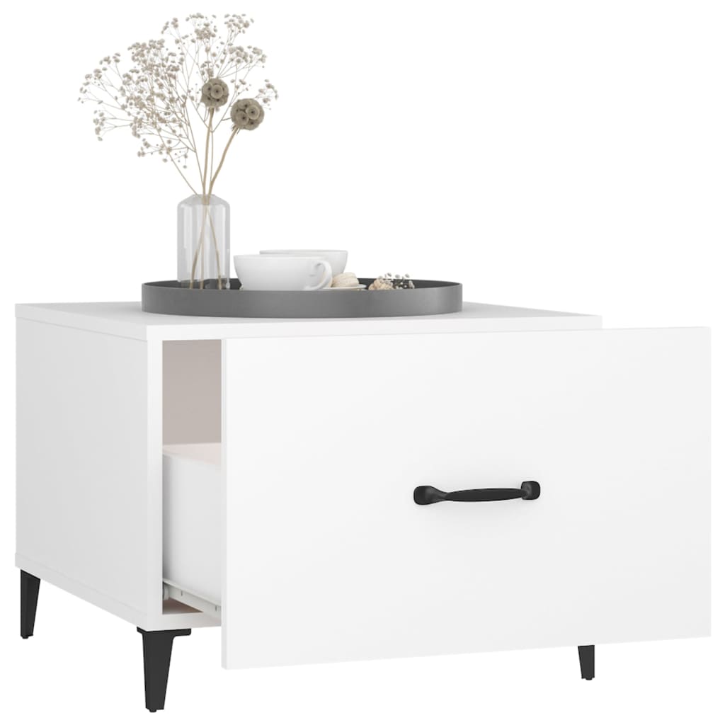 Sidebord Hvit med metallben 2 stk 50x50x40 cm