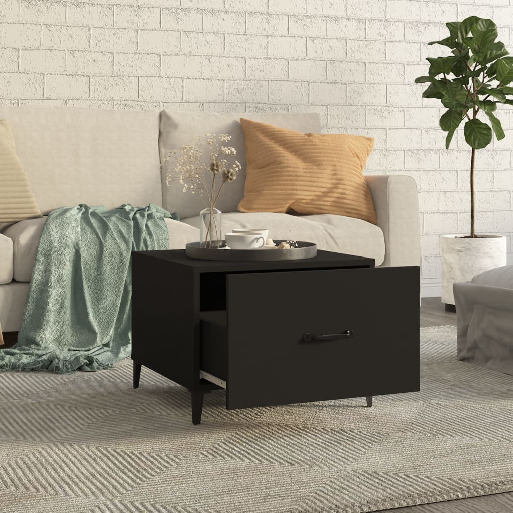 Salongbord Sofabord Svart med metallben 2 stk 50x50x40 cm