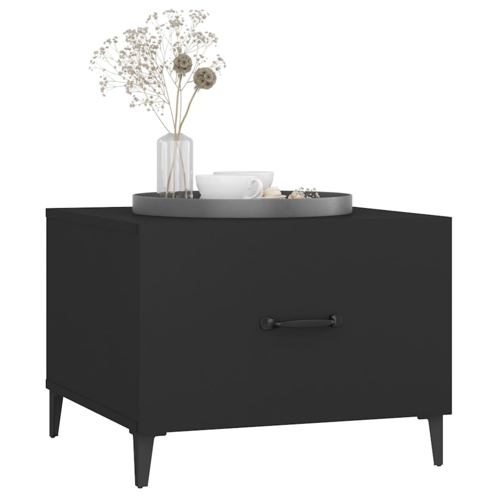Salongbord Sofabord Svart med metallben 2 stk 50x50x40 cm
