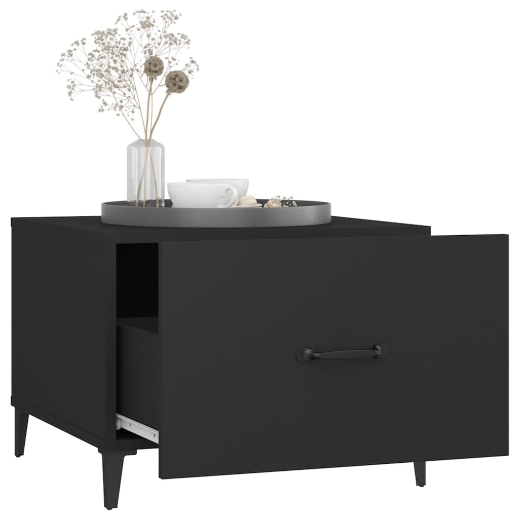Salongbord Sofabord Svart med metallben 2 stk 50x50x40 cm