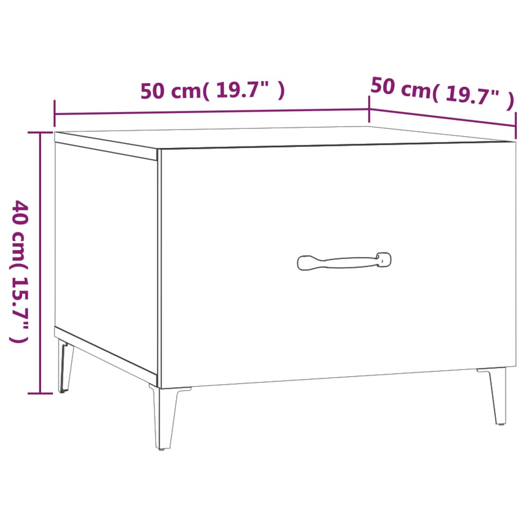 Salongbord Sofabord Svart med metallben 2 stk 50x50x40 cm