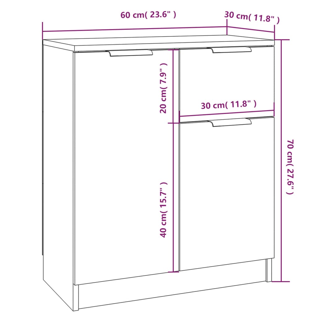Kommode Sonoma Grå 60x30x70 cm