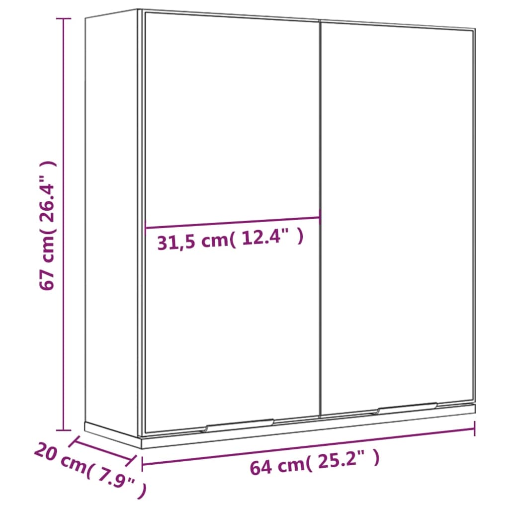 Badrumsspeil Brun Eik 64x20x67 cm