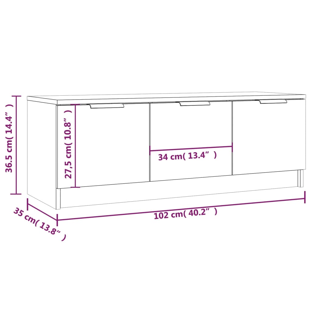 TV-Møbel Sonoma Grå TV-benk 102x35x36,5 cm